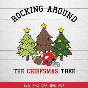 cartoon, simple and festive Chiefs SVG expressing festive, team pride for Cricut and Silhouette