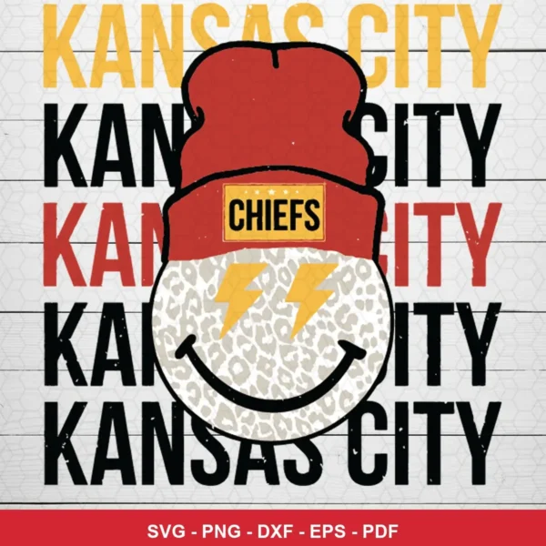 modern cartoon with bold typography and graphic elements Chiefs logo SVG for Cricut and Silhouette