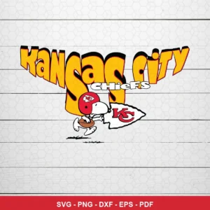 cartoon, playful, vintage Peanuts comic style Chiefs logo SVG expressing team pride and fun for Cricut and Silhouette