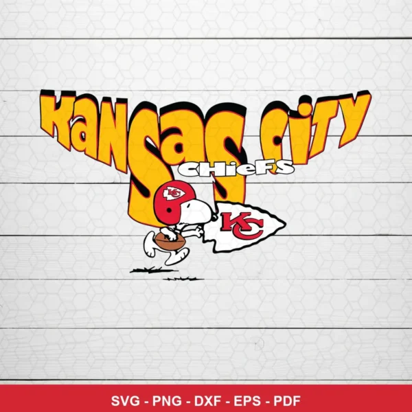 cartoon, playful, vintage Peanuts comic style Chiefs logo SVG expressing team pride and fun for Cricut and Silhouette