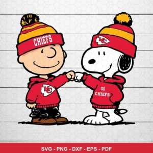 cartoon, Peanuts comic style with modern NFL fan apparel Chiefs SVG for Cricut and Silhouette