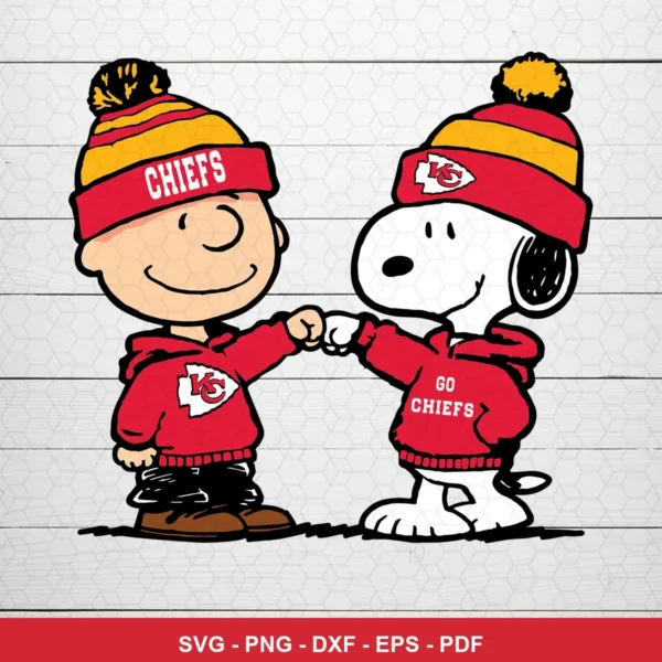 cartoon, Peanuts comic style with modern NFL fan apparel Chiefs SVG for Cricut and Silhouette