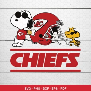 cartoon, playful, modern with classic Peanuts characters Chiefs helmet SVG for Cricut and Silhouette