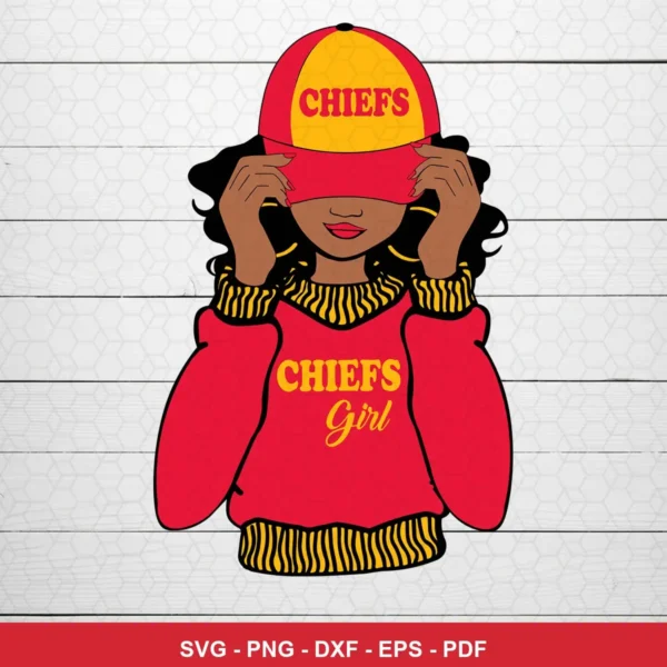 modern cartoon style with clean lines and bold colors Chiefs SVG expressing team pride and identity for Cricut and Silhouette