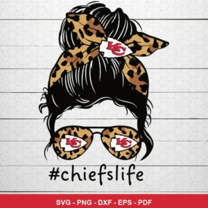 modern cartoon with trendy fashion elements Chiefs SVG expressing team pride and style for Cricut and Silhouette
