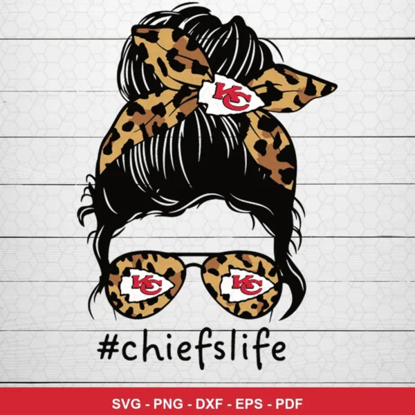 modern cartoon with trendy fashion elements Chiefs SVG expressing team pride and style for Cricut and Silhouette