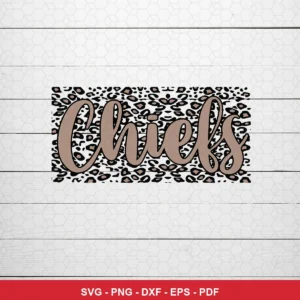 modern, minimalistic text-based design with leopard print background Chiefs SVG for Cricut and Silhouette