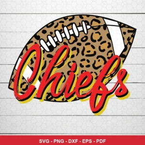 modern cartoon with a trendy leopard print pattern Chiefs SVG expressing team pride for Cricut and Silhouette