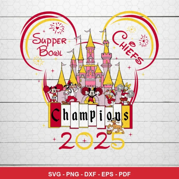 cartoon, Disney-themed with vintage Mickey Mouse style Chiefs player SVG for Cricut and Silhouette