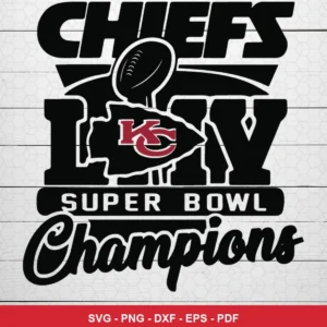 modern, bold typography with minimalistic graphic elements Chiefs SVG expressing celebration/pride for Cricut and Silhouette