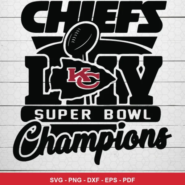 modern, bold typography with minimalistic graphic elements Chiefs SVG expressing celebration/pride for Cricut and Silhouette