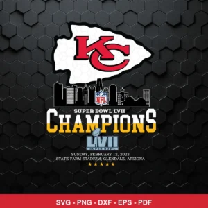 modern, clean, and professional sports championship artwork Chiefs SVG for Cricut and Silhouette