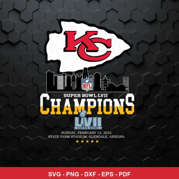modern, clean, and professional sports championship artwork Chiefs SVG for Cricut and Silhouette
