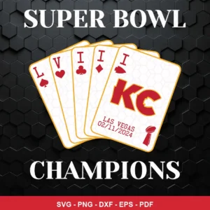 modern minimalist with a clean, sharp card game theme Chiefs SVG expressing celebration/pride for Cricut and Silhouette