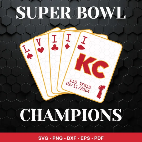 modern minimalist with a clean, sharp card game theme Chiefs SVG expressing celebration/pride for Cricut and Silhouette