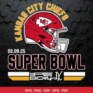 modern, clean sports graphic with bold typography and a hexagonal pattern background Chiefs helmet SVG for cutting machines