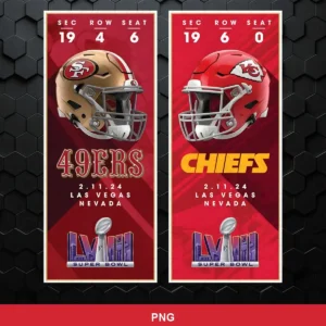 modern, clean, and professional ticket design mockup 49ers player SVG featuring 49ers helmet for Cricut and Silhouette