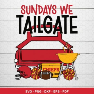 cartoon, simple, modern tailgate theme Chiefs SVG expressing team pride and tailgate fun for Cricut and Silhouette