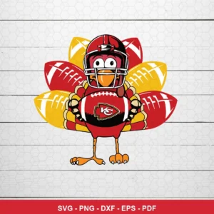 cartoon, playful, modern sports-themed Chiefs SVG expressing team pride and festive spirit for Cricut and Silhouette