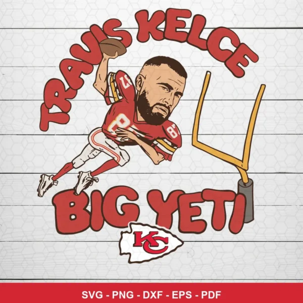 cartoon caricature with modern sports illustration elements Chiefs SVG expressing celebration/pride for Cricut and Silhouette