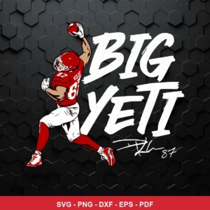 modern cartoon style with bold, dynamic illustration Chiefs player SVG for Cricut and Silhouette