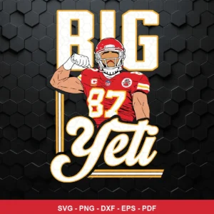 modern cartoon style with bold outlines and vibrant colors Chiefs player SVG for Cricut and Silhouette