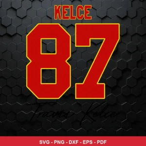 modern, minimalist sports jersey number style with hexagonal textured background Chiefs player SVG for Cricut and Silhouette