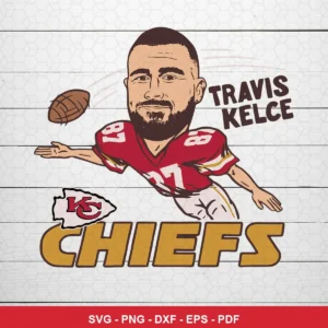modern cartoon caricature Chiefs player SVG expressing team pride and player celebration for Cricut and Silhouette