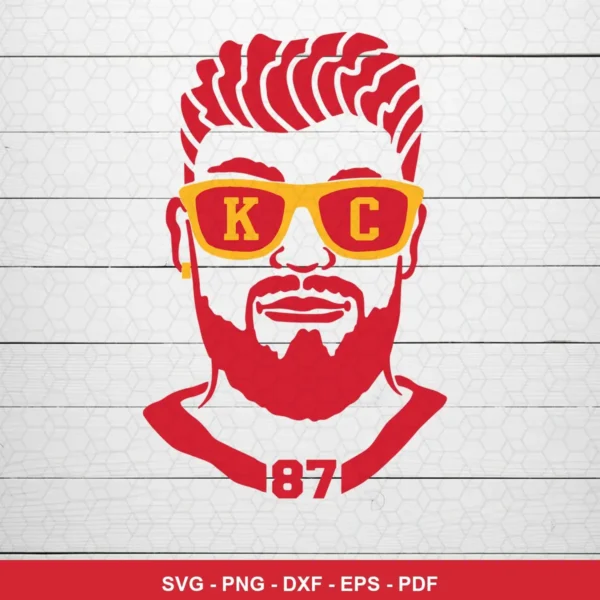 modern minimalist vector portrait Chiefs player SVG expressing team pride for Cricut and Silhouette
