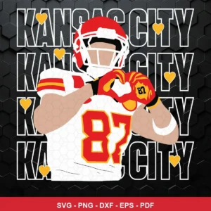 modern cartoon style with clean lines and bold colors Chiefs player SVG for Cricut and Silhouette