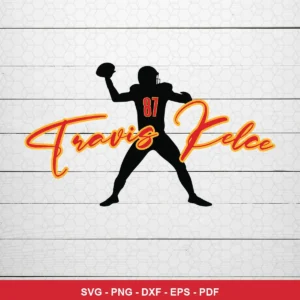 modern silhouette with script typography Chiefs player SVG expressing neutral/celebratory for Cricut and Silhouette
