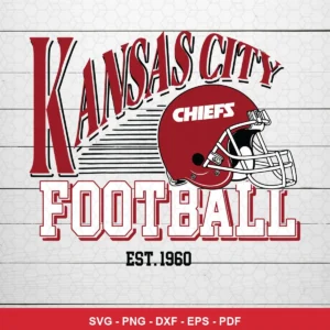 vintage, classic football helmet illustration with bold typography vintage Chiefs SVG for Cricut and Silhouette