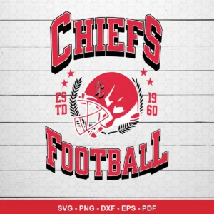 vintage, classic football helmet emblem with collegiate-style typography vintage Chiefs SVG for Cricut and Silhouette
