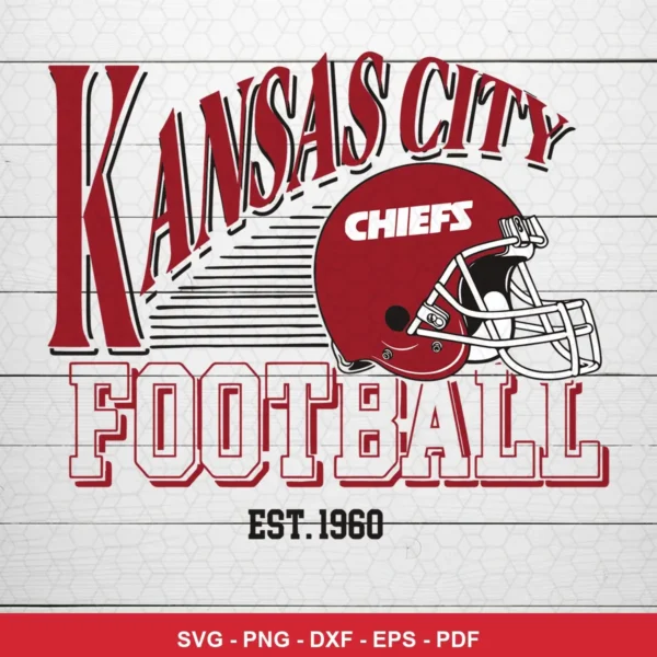 vintage, classic sports typography with a clean, minimalistic helmet illustration vintage Chiefs SVG for cutting machines