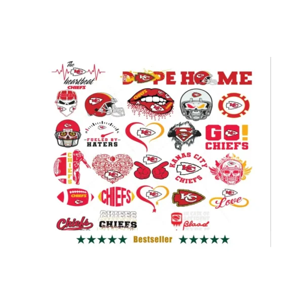 bold and modern with a vintage flair Chiefs logo SVG design showing excitement and pride for Cricut and Silhouette cutting machines