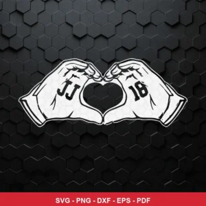 minimalist, modern line art Nfl player SVG expressing affection, admiration for Cricut and Silhouette