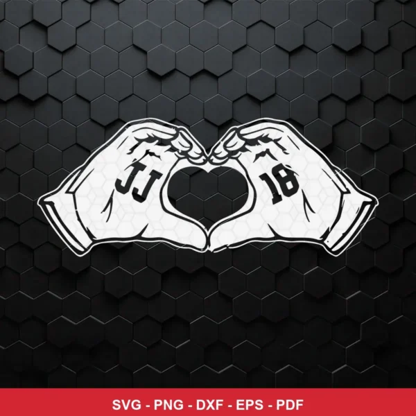 minimalist, modern line art Nfl player SVG expressing affection, admiration for Cricut and Silhouette