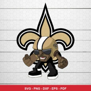 modern cartoon style with bold outlines and simplified character design Saints SVG for Cricut and Silhouette