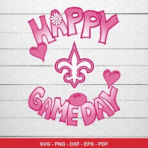 cartoon, playful, floral-themed Saints SVG expressing positive, celebratory for Cricut and Silhouette