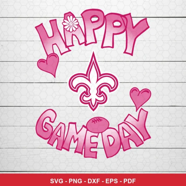 cartoon, playful, floral-themed Saints SVG expressing positive, celebratory for Cricut and Silhouette