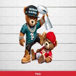 modern cartoon style with 3D rendered bear characters Eagles player SVG for Cricut and Silhouette