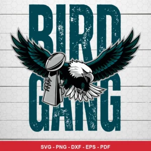 modern cartoon style with bold, clean lines and distressed texture on typography Eagles SVG for Cricut and Silhouette