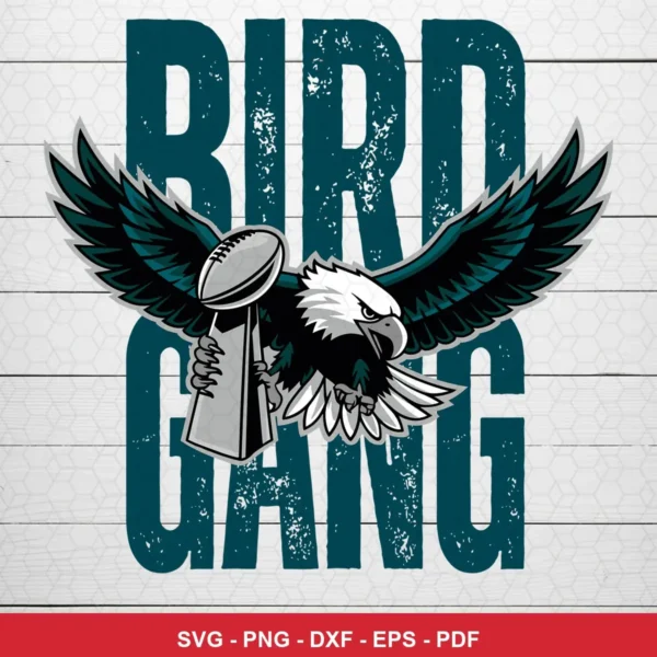 modern cartoon style with bold, clean lines and distressed texture on typography Eagles SVG for Cricut and Silhouette