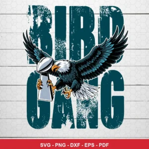 modern cartoon with distressed texture Eagles SVG expressing pride and celebration for Cricut and Silhouette