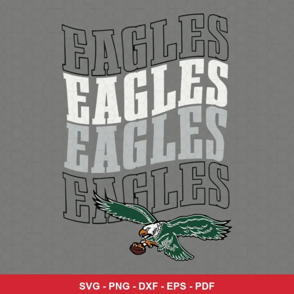 modern, minimalist with a focus on typography and a single mascot illustration Eagles logo SVG for Cricut and Silhouette