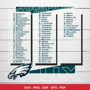 modern, clean, minimalist sports roster design Eagles logo SVG expressing pride and celebration for Cricut and Silhouette