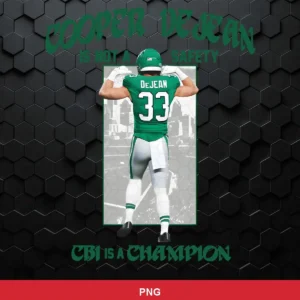 modern photographic with stylized text overlay Eagles player SVG expressing pride and affirmation for Cricut and Silhouette