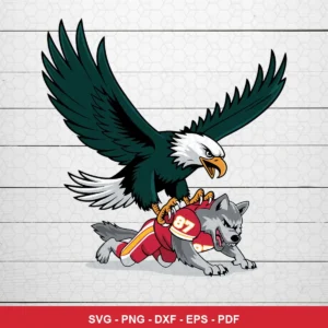modern cartoon style with bold lines and vibrant colors Eagles rivalry SVG for Cricut and Silhouette