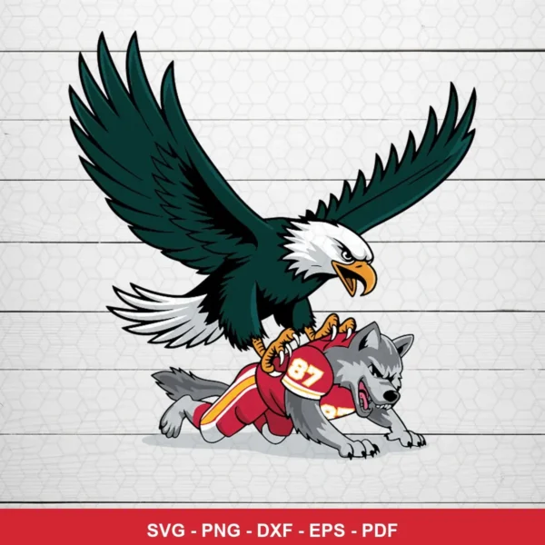 modern cartoon style with bold lines and vibrant colors Eagles rivalry SVG for Cricut and Silhouette