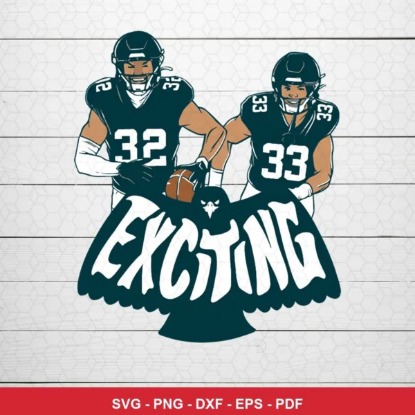 modern cartoon style with clean lines and bold typography Eagles player SVG for Cricut and Silhouette